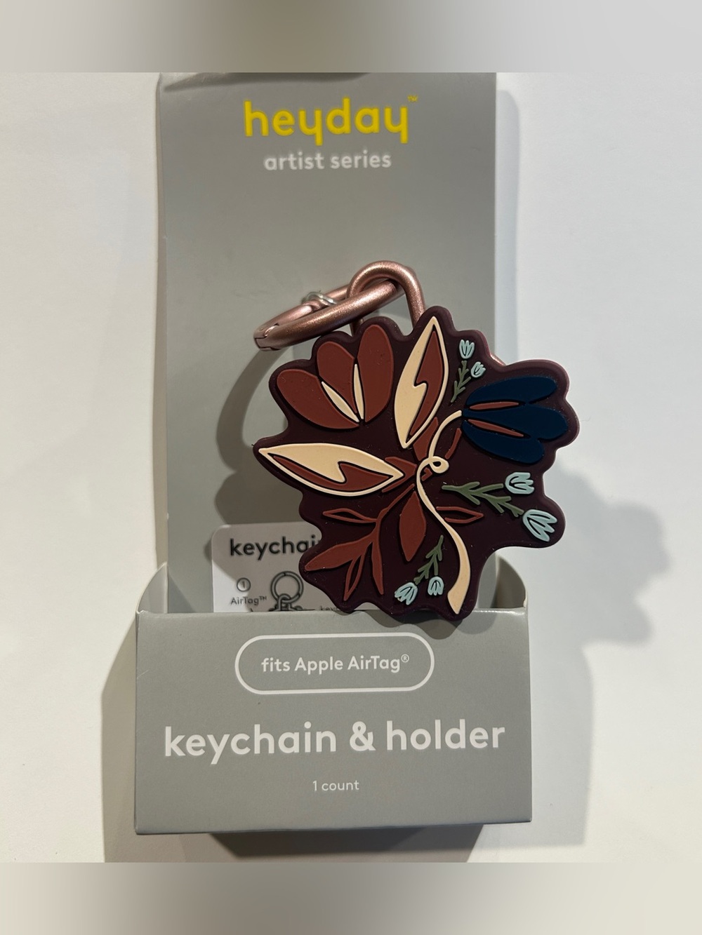 heyday Floral Burgundy Keychain  fits Apple AirTag Holder artist series New